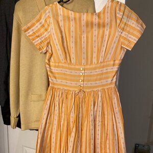 Vintage 1950s Carolyn Rodgers Junior Dress | Orange Stripe Cotton Day Dress